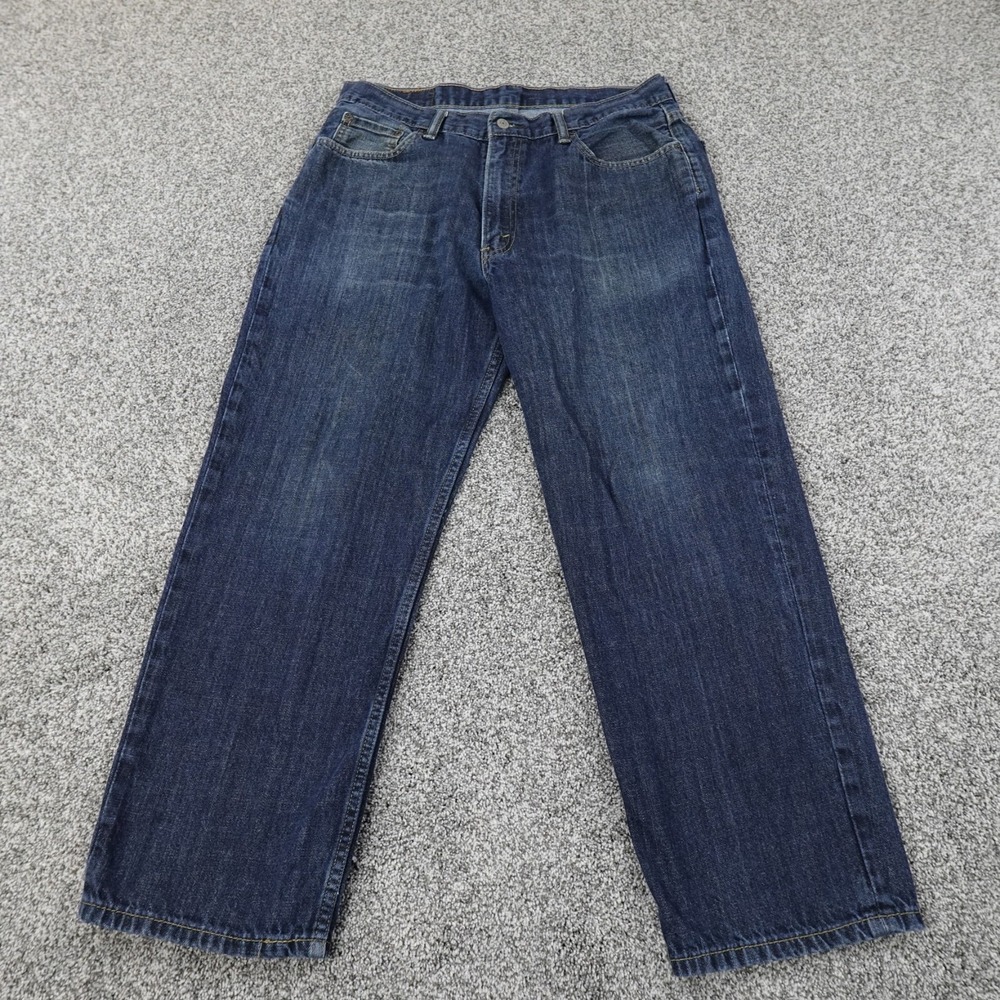 Levis Jeans Mens 36x29 Dark Blue Denim Pants 550 Relaxed Straight Faded Baggy